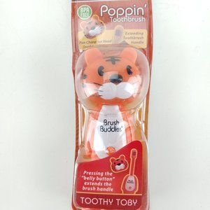 Brush Buddies Poppin' Toothbrush Toothy Toby Soft Kids Orange Tiger New Sealed